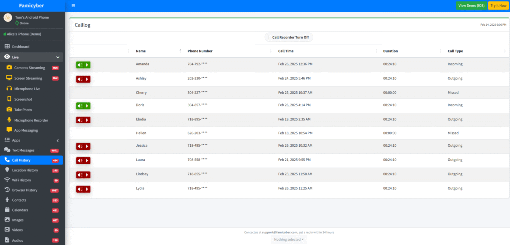 call-recording-in-famicyber-demo