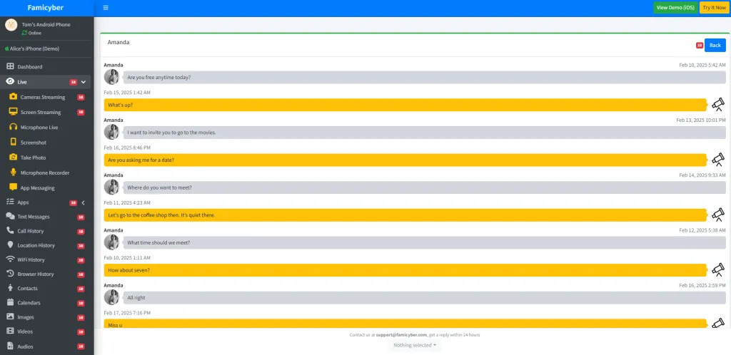 text-messages-in-famicyber-demo