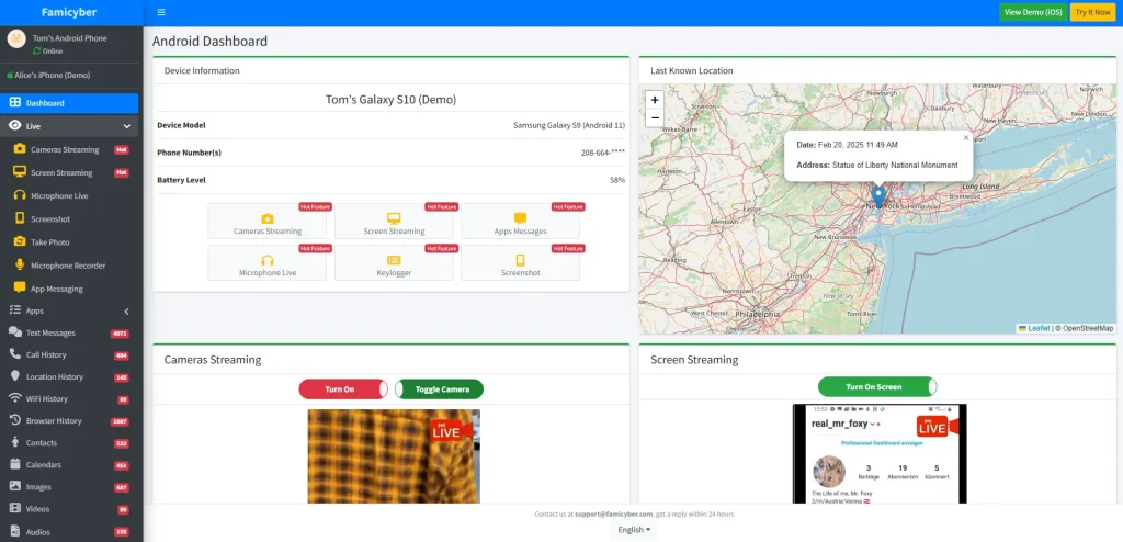 Famicyber main interface