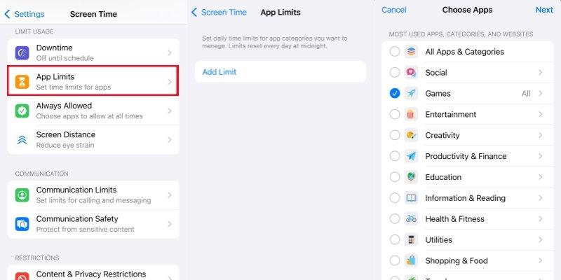 set iPhone app limits