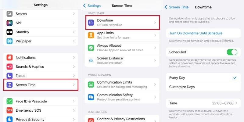 set iPhone parental controls using Downtime