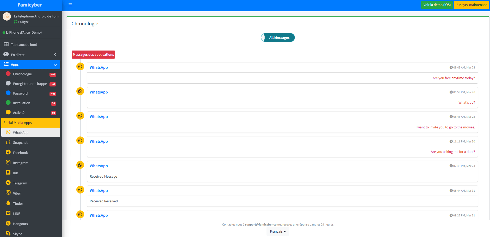 Famicyber – Meilleur Outil pour Surveiller WhatsApp