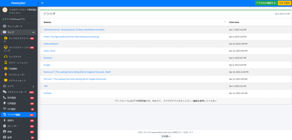 Famicyber – 最も優れたブラウザ履歴トラッカー