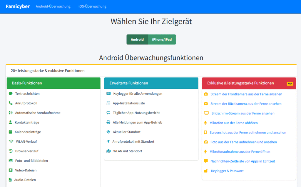 famicyber-gerät-auswählen