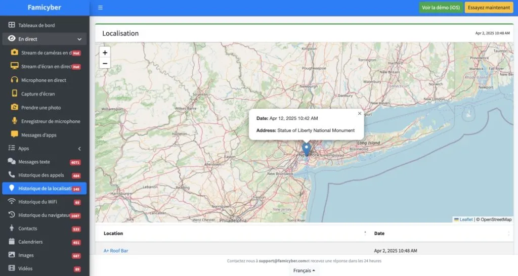 Famicyber localiser un téléphone sans carte SIM