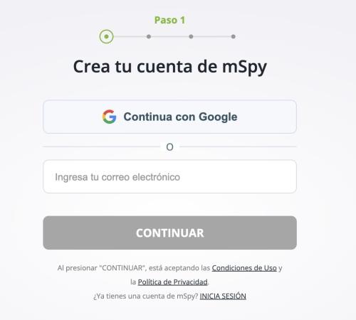 crear una cuenta de mSpy