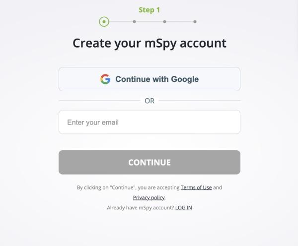 create mSpy account
