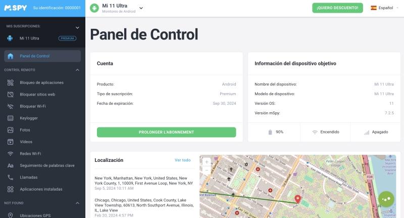 mSpy monitorea el teléfono