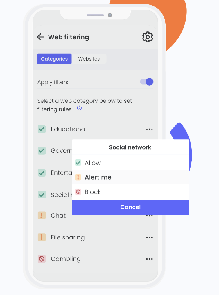 Qustodio web filtering