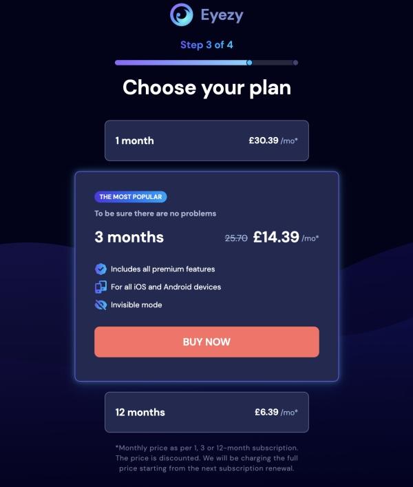 Eyezy pricing