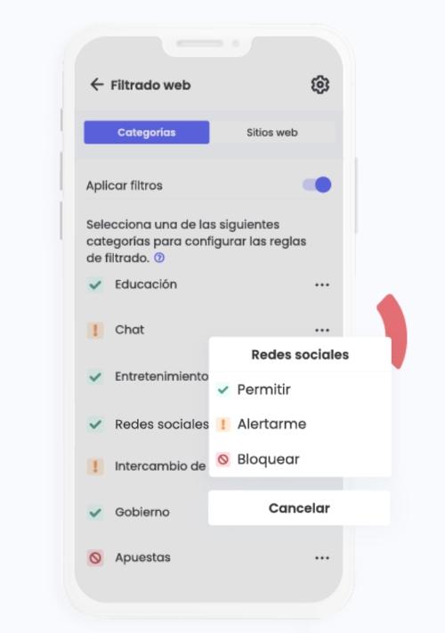 Filtrado web de Qustodio